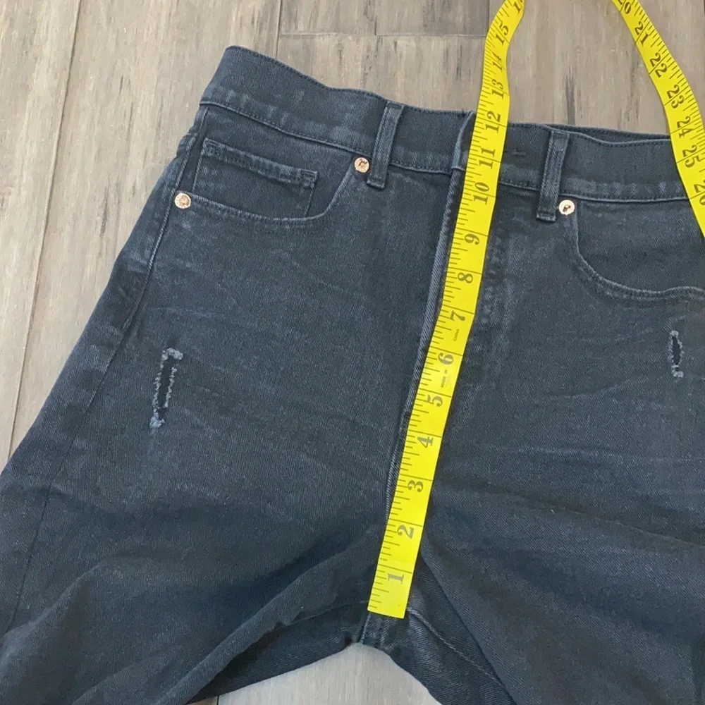 Express slim super high rise distressed jeans in black - Picture 12 of 14
